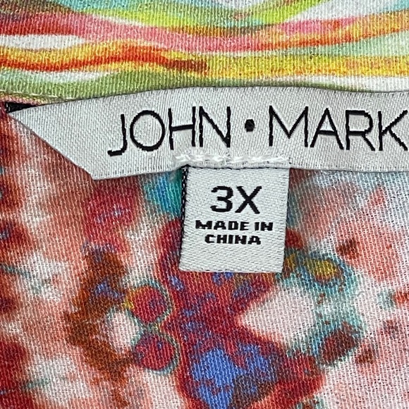 John Mark NWT 3X Embroidered Floral Spring Fling Button Down Blouse Shirt Pink - Picture 3 of 7